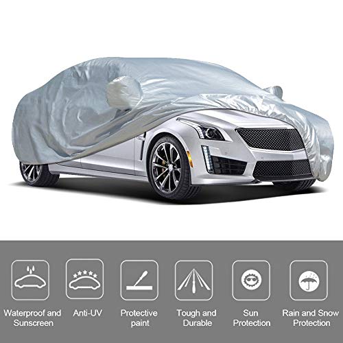 KKmoon Cubierta de Coche Funda de Coche Exterior Anti-UV Transpirable Resistente al Polvo Rasguno Nieve (5.3 x 2.0 x 1.5M)