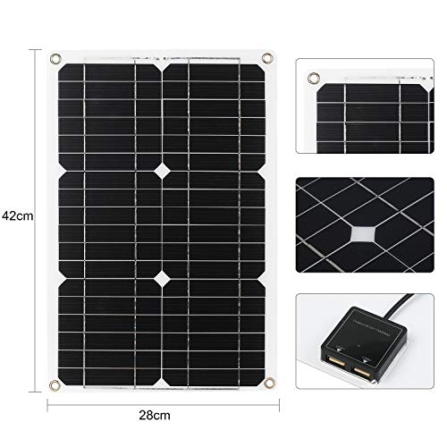 KKmoon - Kit de panel solar de 18 W 12 V, módulo monocristalino sin conexión a la red, con kit de conexión SAE para controlador de carga solar