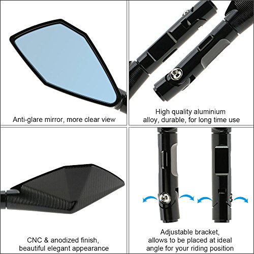 KKmoon Par de Espejo Retrovisor de Motocicleta de CNC Aluminio Retrovisor Lateral Universal Elegante para Bicicleta Eléctrica de Scooter KKmoon Par de Espejo Retrovisor de Motocicleta de CNC Aluminio Retrovisor Lateral Universal Elegante para Bicicleta Eléctrica de Scooter
