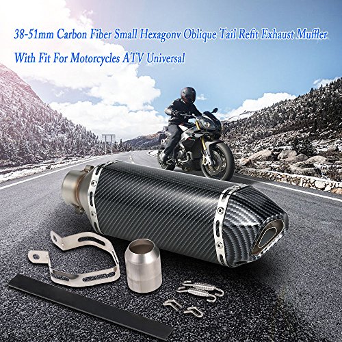 KKmoon Silenciador de Tubo de Escape 38-51mm Small Hexagon Cola Oblicua Style para Moto ATV Universal