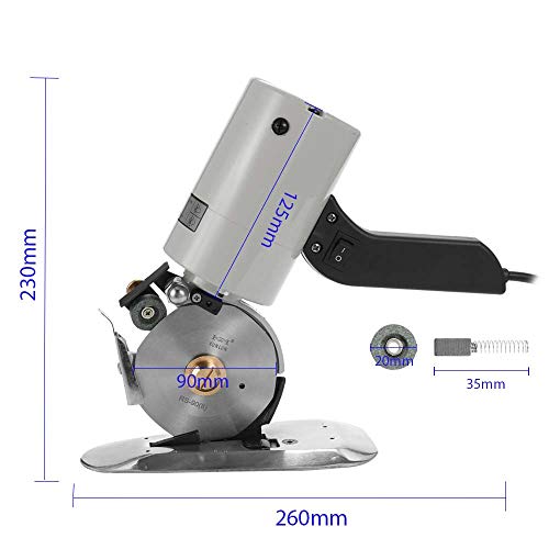 KKmoon TY-90B Máquina de Corte Redondo de Tela Ligera Eléctrica, Portátil de Poco Ruido Cortadora