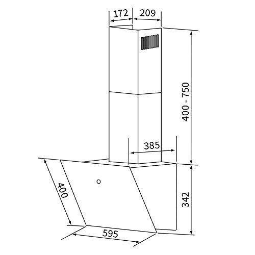 KKT KOLBE Campana extractora de pared / 60 cm/acero inoxidable/vidrio blanco / 4 niveles/iluminación LED/teclas de sensor TouchSelect / TRIO6014W