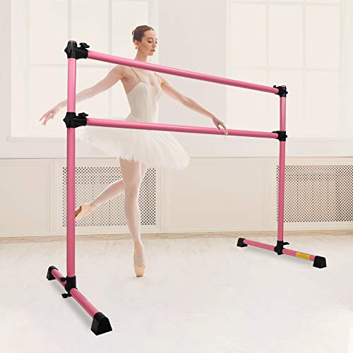 KKTECT Barra de Ballet portátil, Barra de Ballet Ajustable de 5 pies con Banda de tensión y Tabla giratoria, Adecuada para Ejercicios de Estiramiento, Baile y Equilibrio