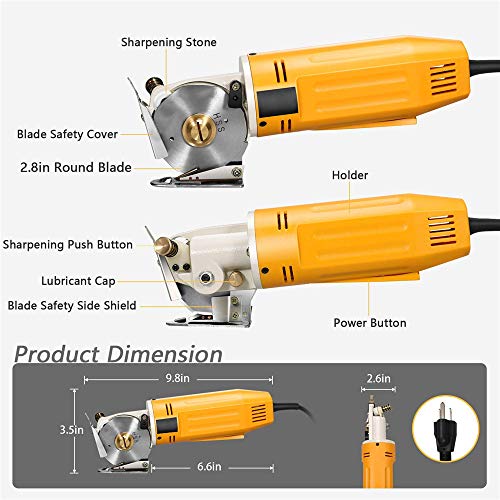 KKTECT Cortador de tela rotatorio eléctrico Mini Máquina de corte manual de cuchillas redondas de 2"y tela Tijeras de corte de tela eléctricas portátiles Ropa Zapatos Sombreros Cultivo