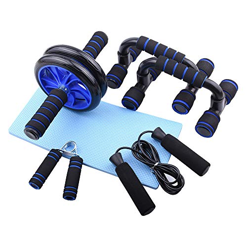 KKTECT Juego de Rodillos de Ruedas 5 en 1 Rueda Abdominal + Push Up Bars+ Cuerda para Saltar +Fortalecedor de Mano con Esterilla Deporte KKTECT Juego de Rodillos de Ruedas 5 en 1 Rueda Abdominal + Push Up Bars+ Cuerda para Saltar +Fortalecedor de Mano con Esterilla Deporte