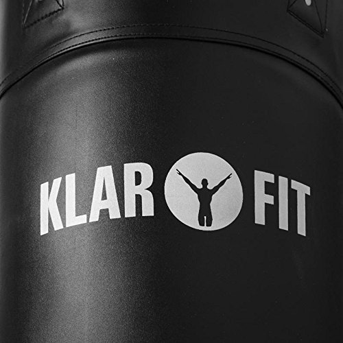 KLAR FIT First Strike Saco de Boxeo y Barra de dominadas - Entrenamiento Multifuncional, Gimnasio en casa, Mosquetón para Saco, Zona de Impacto 80x30cm, Carga máx. 350kg, Set de Montaje, Negro