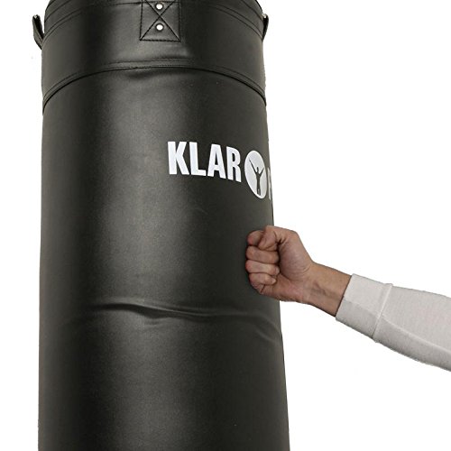 KLAR FIT First Strike Saco de Boxeo y Barra de dominadas - Entrenamiento Multifuncional, Gimnasio en casa, Mosquetón para Saco, Zona de Impacto 80x30cm, Carga máx. 350kg, Set de Montaje, Negro