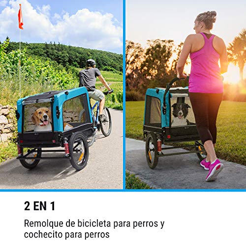 KLAR FIT Klarfit Husky Vario 2 en 1 Remolque para Perro y Silla de Paseo para Perro - Aprox. 240 litros de Volumen, Material: 600D Oxford Canvas, SmartSpace Concept, Carga máxima: 40 kg, Color: Azul KLAR FIT Klarfit Husky Vario 2 en 1 Remolque para Perro y Silla de Paseo para Perro - Aprox. 240 litros de Volumen, Material: 600D Oxford Canvas, SmartSpace Concept, Carga máxima: 40 kg, Color: Azul
