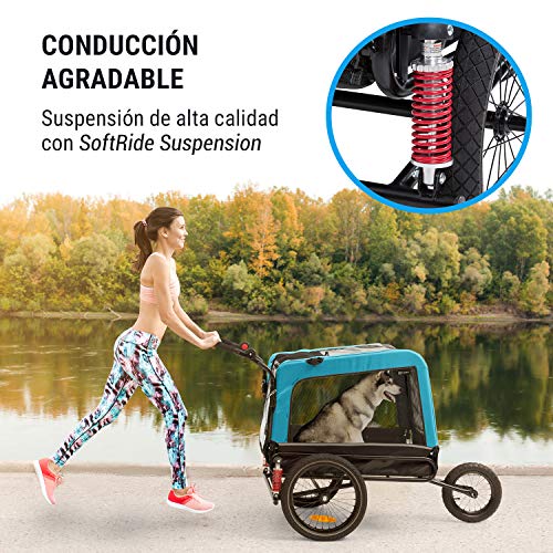 KLAR FIT Klarfit Husky Vario 2 en 1 Remolque para Perro y Silla de Paseo para Perro - Aprox. 240 litros de Volumen, Material: 600D Oxford Canvas, SmartSpace Concept, Carga máxima: 40 kg, Color: Azul KLAR FIT Klarfit Husky Vario 2 en 1 Remolque para Perro y Silla de Paseo para Perro - Aprox. 240 litros de Volumen, Material: 600D Oxford Canvas, SmartSpace Concept, Carga máxima: 40 kg, Color: Azul