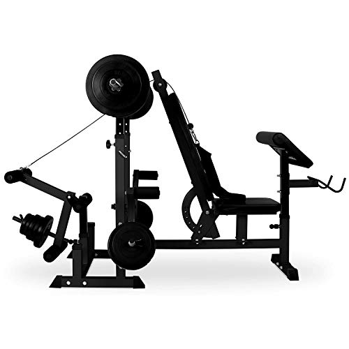 KLAR FIT Klarfit Workout Hero 3000 - Banco de musculación multifunción, Entrenamiento con Cargas guiadas, Banco de Pesas, Press de banca, Remo, Curler piernas, Carga máxima 280 kg, Acero, Antracita