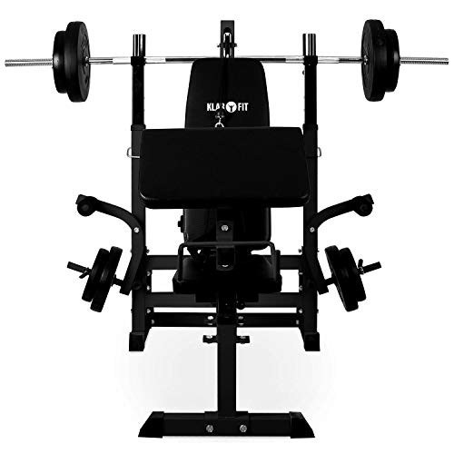 KLAR FIT Klarfit Workout Hero 3000 - Banco de musculación multifunción, Entrenamiento con Cargas guiadas, Banco de Pesas, Press de banca, Remo, Curler piernas, Carga máxima 280 kg, Acero, Antracita