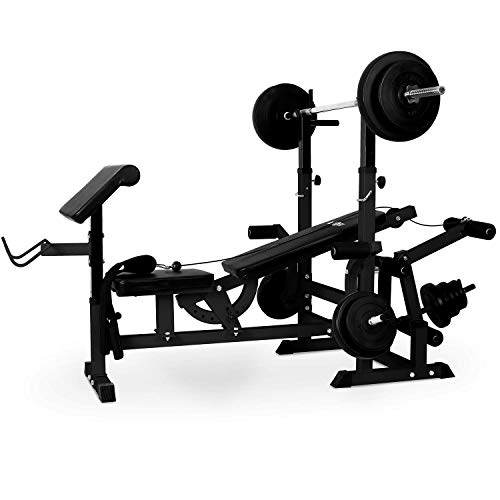 KLAR FIT Klarfit Workout Hero 3000 - Banco de musculación multifunción, Entrenamiento con Cargas guiadas, Banco de Pesas, Press de banca, Remo, Curler piernas, Carga máxima 280 kg, Acero, Antracita