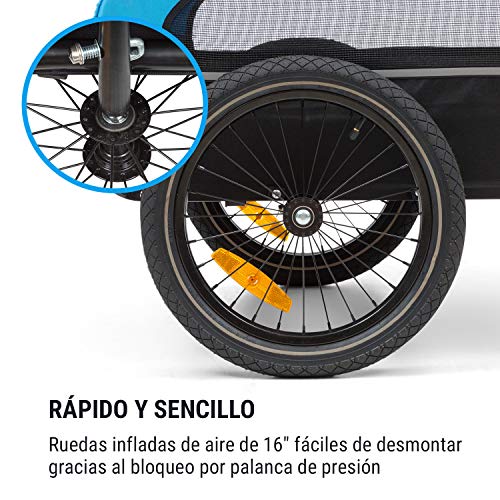 Klarfit Husky Remolque para perros - volumen aprox. 250 litros, material: 600D Oxford Canvas, SmartSpace Concept, carga máxima: 45 kg, bastidor de acero con recubrimiento de polvo, color: azul Klarfit Husky Remolque para perros - volumen aprox. 250 litros, material: 600D Oxford Canvas, SmartSpace Concept, carga máxima: 45 kg, bastidor de acero con recubrimiento de polvo, color: azul