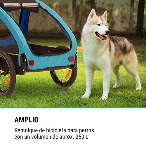Klarfit Husky Remolque para perros - volumen aprox. 250 litros, material: 600D Oxford Canvas, SmartSpace Concept, carga máxima: 45 kg, bastidor de acero con recubrimiento de polvo, color: azul Klarfit Husky Remolque para perros - volumen aprox. 250 litros, material: 600D Oxford Canvas, SmartSpace Concept, carga máxima: 45 kg, bastidor de acero con recubrimiento de polvo, color: azul