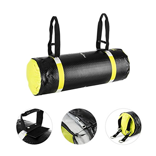 Klarfit Maxxmma B Set de Boxeo (Saco Power Bag Uppercut Bag, 3', Guantes, Protectores, flickset, cinturón, Bomba de Aire y Manguera) - Negro Amarillo