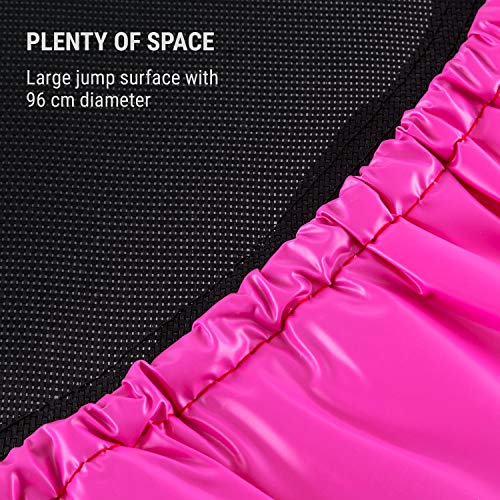 Klarfit Rocketbaby Cama elástica - Superficie de Salto de 96 cm, Hecho de Polipropileno, Estructura Rematada con Revestimiento en Polvo, Resiste hasta 100 kg, Apto para Interiores, Rosa Klarfit Rocketbaby Cama elástica - Superficie de Salto de 96 cm, Hecho de Polipropileno, Estructura Rematada con Revestimiento en Polvo, Resiste hasta 100 kg, Apto para Interiores, Rosa