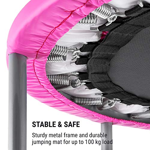Klarfit Rocketbaby Cama elástica - Superficie de Salto de 96 cm, Hecho de Polipropileno, Estructura Rematada con Revestimiento en Polvo, Resiste hasta 100 kg, Apto para Interiores, Rosa Klarfit Rocketbaby Cama elástica - Superficie de Salto de 96 cm, Hecho de Polipropileno, Estructura Rematada con Revestimiento en Polvo, Resiste hasta 100 kg, Apto para Interiores, Rosa