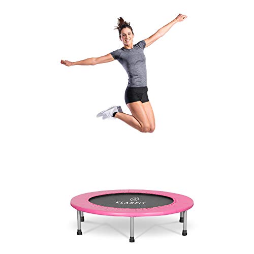 Klarfit Rocketbaby Cama elástica - Superficie de Salto de 96 cm, Hecho de Polipropileno, Estructura Rematada con Revestimiento en Polvo, Resiste hasta 100 kg, Apto para Interiores, Rosa