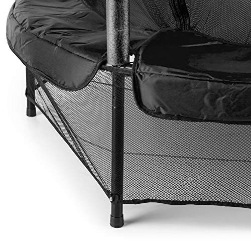 Klarfit Rocketkid cama elástica infantil (140 cm de diámetro, red de seguridad, apta para exterior o interior, peso máximo 50 kg, varillas acolchadas, gran estabilidad) - negro