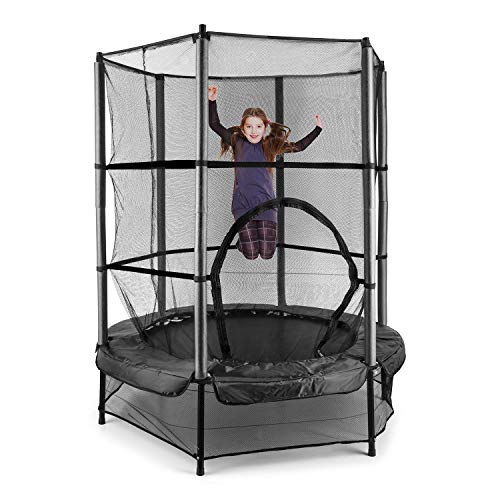Klarfit Rocketkid cama elástica infantil (140 cm de diámetro, red de seguridad, apta para exterior o interior, peso máximo 50 kg, varillas acolchadas, gran estabilidad) - negro Klarfit Rocketkid cama elástica infantil (140 cm de diámetro, red de seguridad, apta para exterior o interior, peso máximo 50 kg, varillas acolchadas, gran estabilidad) - negro