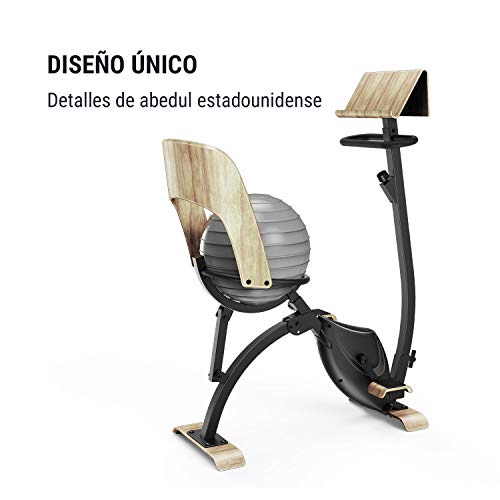 Klarfit Roomik Cycle Bicicleta estática con balón de Gimnasia - Bici de Fitness , Volante de inercia de 8 kg , 8 resistencias , Tracción de Correa , Soporte de Tablet , Abedul , 100 kg , Negro-marrón Klarfit Roomik Cycle Bicicleta estática con balón de Gimnasia - Bici de Fitness , Volante de inercia de 8 kg , 8 resistencias , Tracción de Correa , Soporte de Tablet , Abedul , 100 kg , Negro-marrón