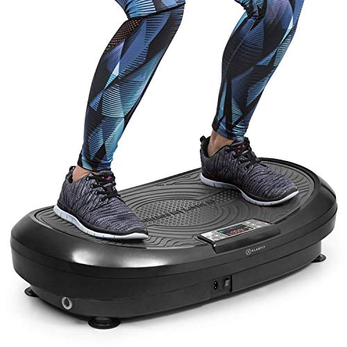 Klarfit Vibe 4DX - Tabla vibratoria, Carga máx. 120 kg, Potencia 440 W, 10 Modos de Entrenamiento, Motor Triple 4DX, Cintas de Fitness, Recubrimiento Antideslizante, Pantalla LCD, Gris Oscuro