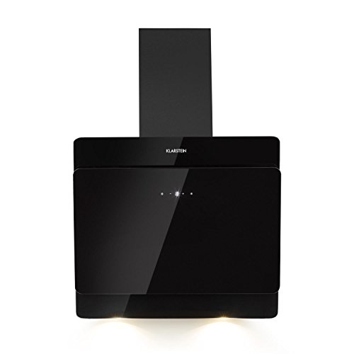 Klarstein Aurica 60 - Campana de extracción, Extractor con 3 potencias, Succión de hasta 620m³/h, Absorción de aire, Circulación, 60cm de ancho, Acero inoxidable, Filtro de aluminio, Negro