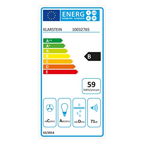 Klarstein Aurica 60 - Campana extractora, Extractor de humos de pared, Ventilación y extracción, 3 niveles, Extracción máxima de 610 m³/h, 60 cm, Blanco