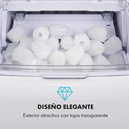 Klarstein Coolio máquina de cubitos de hielo - hielo transparente, 20 kg de hielo aldía, depósito de agua de 2,8 l, panel táctil, 2 tamaños de cubitos, Auto-Clean, máquina que fabrica cubitos, hielo