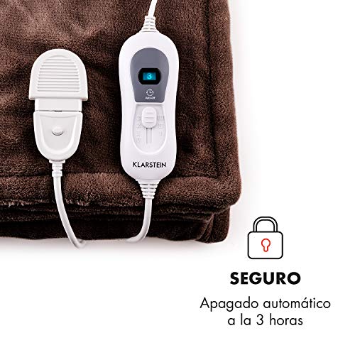 Klarstein Dr. Watson - Manta eléctrica, Potencia de 120 W, 3 Niveles, Temporizador, Apagado automático, Temperatura 35-45 °C, Apto Lavadora, Microfibra, Mando extraíble, 180 x 130 cm, Marrón Klarstein Dr. Watson - Manta eléctrica, Potencia de 120 W, 3 Niveles, Temporizador, Apagado automático, Temperatura 35-45 °C, Apto Lavadora, Microfibra, Mando extraíble, 180 x 130 cm, Marrón