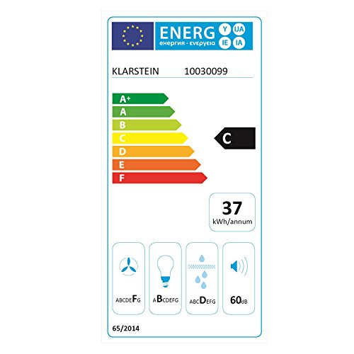 Klarstein Lorea - Campana extractora, Extractor, Extractor de Pared, Aspiración/Ventilación, 3 Niveles, Potencia 280 m³/h, Cristal, Panel táctil, Montaje en Pared, 60 cm, Blanco