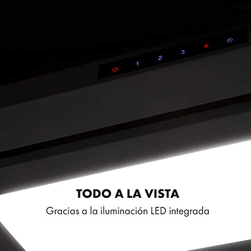 Klarstein Lumiera campana extractora de humos - 70 cm, clase A, 750 m3/h, extracción y ventilación, Touch Control, 3 niveles de potencia, filtro de grasa de aluminio, blanco