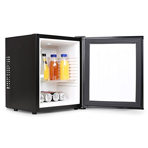 Klarstein MKS-10 - Minibar, Mini nevera, Nevera para bebidas, Clase A, 19 Litros, Bajo consumo, Muy silenciosa, 0 dB, aprox. 38 x 47 x 38 cm (An x Al x Pr), Exterior negro mate, Negro