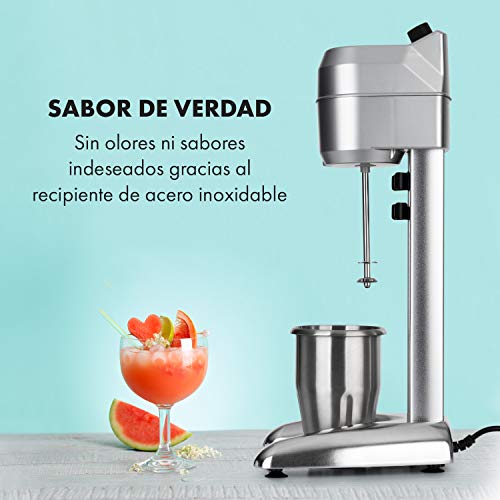 Klarstein Pro Kraftprotz Batidora para bedidas - 300W, capacidad 0.9 litros, agitador, batidora de leche y proteína, mezclador de bebidas, acero inoxidable, plata