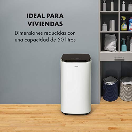 KLARSTEIN Zap Dry - Secadora, Potencia 820 W, Capacidad 50 L, 3 programas, Tambor de Acero Inoxidable, Panel de Control táctil, Tapa con Vidrio de Seguridad, Recogecable, Pantalla LED, Blanco Floral