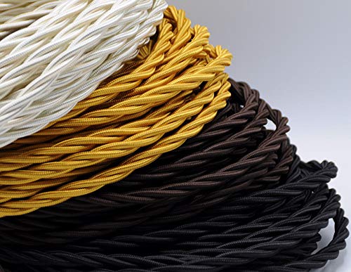 Klartext – Cable textil trenzado Belle Époque para instalación eléctrica vintage, 3 x 1,5 mm, marrón, 3 m