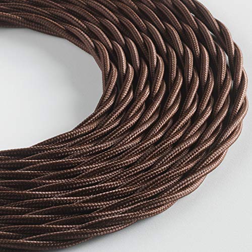 Klartext – Cable textil trenzado Belle Époque para instalación eléctrica vintage, 3 x 1,5 mm, marrón, 3 m