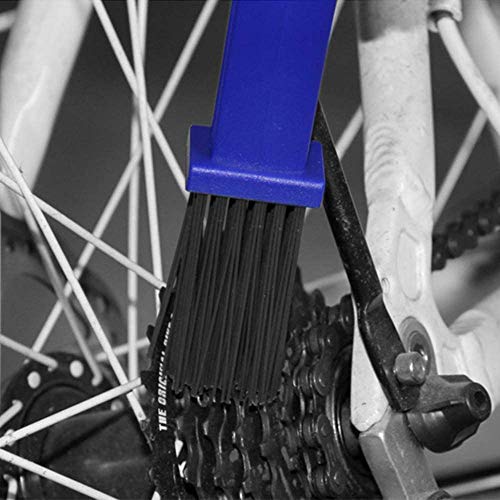 KLAS REMO 2 Piezas Cepillos para Limpiar la Cadena de Las Moto Bicicleta Herramienta Limpieza Engranajes, Cepillos Limpiador para Moto Bici - Azul +Rojo