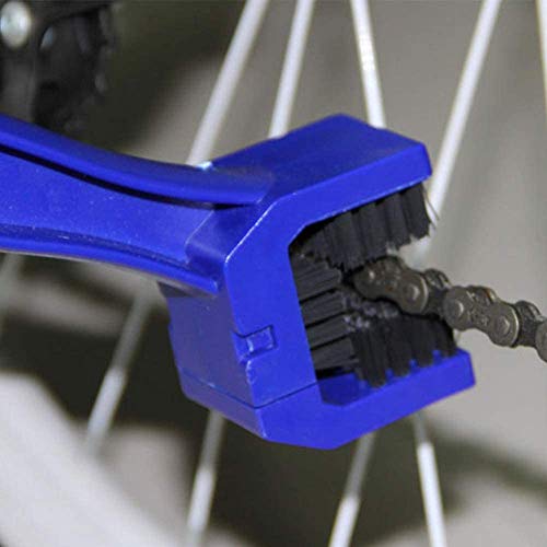 KLAS REMO 2 Piezas Cepillos para Limpiar la Cadena de Las Moto Bicicleta Herramienta Limpieza Engranajes, Cepillos Limpiador para Moto Bici - Azul +Rojo