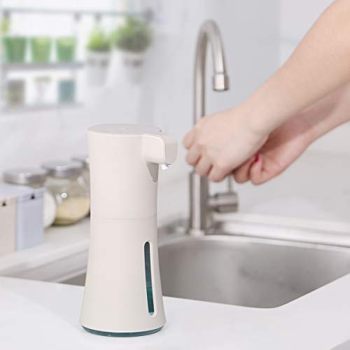 KLAS REMO Dispensador de Jabón Automático, Dispensador de Jabón de Espuma con Sensor Infrarrojo Sin Contacto para Baño,Cocina,Oficina,Hotel y Hospital 400ML - Beige