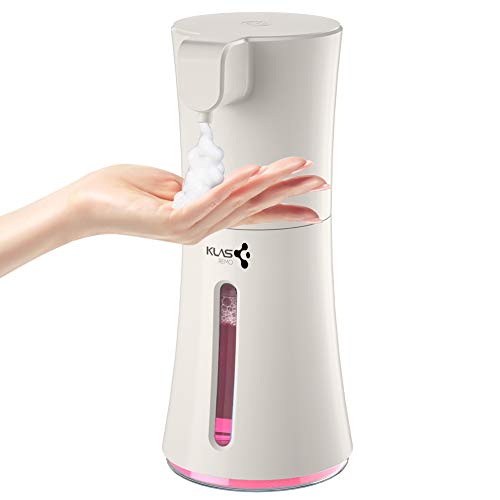 KLAS REMO Dispensador de Jabón Automático, Dispensador de Jabón de Espuma con Sensor Infrarrojo Sin Contacto para Baño,Cocina,Oficina,Hotel y Hospital 400ML - Beige