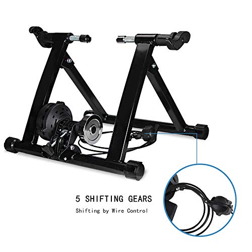 Klevsoure 26-28 Pulgadas Soporte de Rueda de Bicicleta Estación de Entrenamiento de Ejercicio de Ciclismo en Interiores Entrenador de Bicicleta Control de Alambre Soporte de Bicicleta Fitness (Negro)