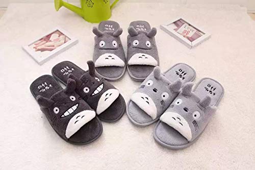 KLHDM Pantuflas Totoro Zapatillas De Felpa Invierno Damas Hombres Zapatillas Cálidos Caseros Casuales Interiores Antideslizantes Zapatillas,003,40/43