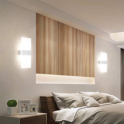 Klighten Lámpara de pared Interior 12W Moderna Apliques de Pared Blanco Natural 4000K perfecto para Salon Dormitorio Sala Pasillo Escalera(2 pack) Klighten Lámpara de pared Interior 12W Moderna Apliques de Pared Blanco Natural 4000K perfecto para Salon Dormitorio Sala Pasillo Escalera(2 pack)