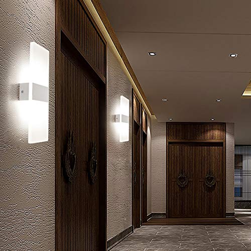 Klighten Lámpara de pared Interior 12W Moderna Apliques de Pared Blanco Natural 4000K perfecto para Salon Dormitorio Sala Pasillo Escalera(2 pack)