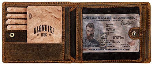 Klondike 1896 'Caleb' Carteras Hombre con Monedero, Cartera Hombre Piel con Solapa Plegable Integrada - Marrón