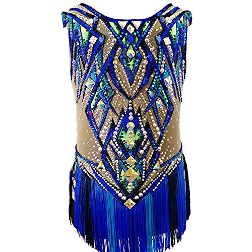 Kmgjc Maillots de Gimnasia rítmica de competición, Vestido de Patinaje artístico de competición Profesional sin Mangas de Secado rápido para Mujer y niña,Azul,16 Kmgjc Maillots de Gimnasia rítmica de competición, Vestido de Patinaje artístico de competición Profesional sin Mangas de Secado rápido para Mujer y niña,Azul,16