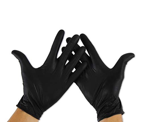 KMINA - Guantes Nitrilo Talla L (Pack 100 uds), Guantes Nitrilo Desechables, Guantes Nitrilo Negro, Guantes Desechables Nitrilo, Guantes Sin Polvo, Guantes Negros (LATEX FREE)