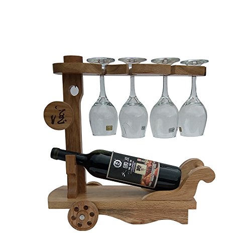 KMYX Protección del Medio Ambiente Natural de Madera Maciza de Roble Skate/Scooter Wine Rack Wine Cup Racks Características de la Barra Creativa Gift Bottle Display Rack