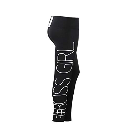 Kneris Mujer Pantalones Largos Impresión de Letras Leggings Running Yoga Mujeres Mallas Deportivas Fitness Gym Pantalon Elásticos